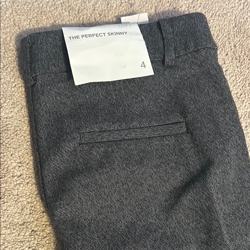 LOFT Charcoal Textured Trousers